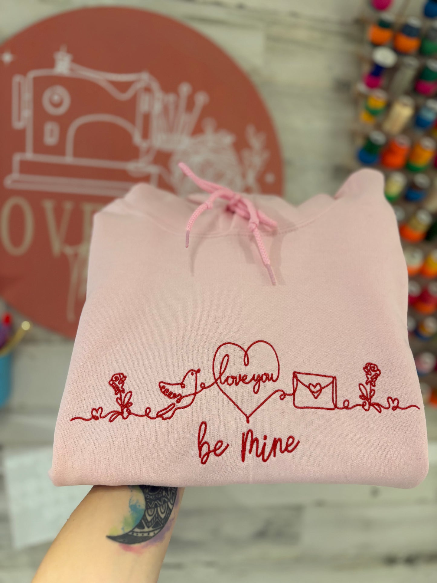 Be Mine Embroidered Gildan Sweatshirt