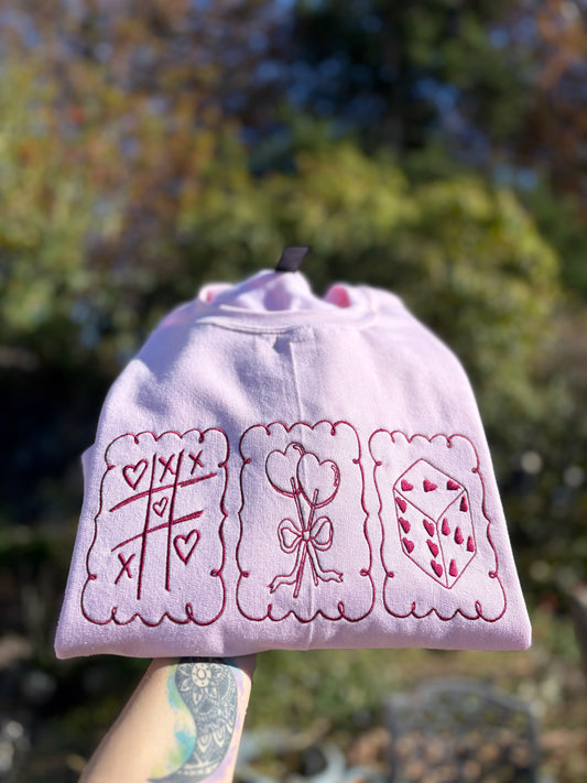 Valentines Stamp Embroidered Gildan Sweatshirt